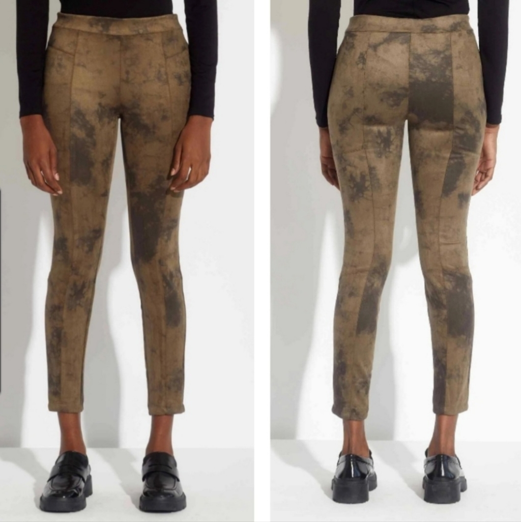 Tahari Faux Leather Legging Pant Olive/Black Xs